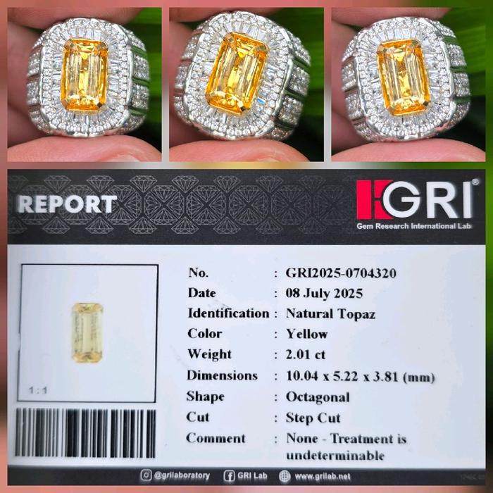 Batu Natural Yellow Topaz Memo GRI LAB 2.01 crt