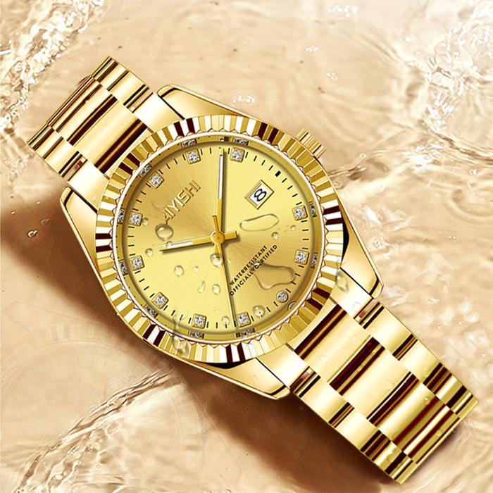 COD Jam Tangan Wanita AIYISHI Gold Elegan Mewah Fashion Stainless Steel Anti Air 30M Anti Karat Mewa