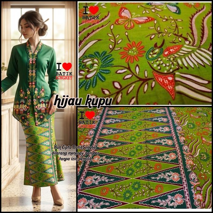 SARUNG BETAWI MOTIF 2 HIJAU KUPU GREEN DAUN ARMY BOTOL TUMPAL PUCUK REBUNG BAHAN KAIN BATIK JAKARTA 