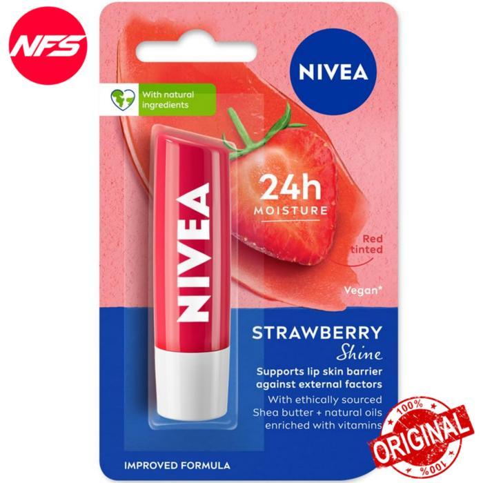 NIVEA Lip Balm Care-Essential Original/Fruity Strawberry Shine/Overnight Lavender/Sun Protect SPF30 
