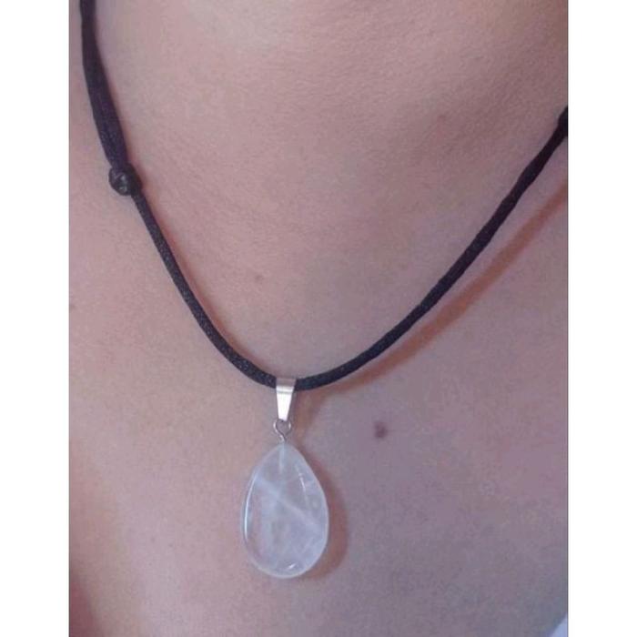 kalung liontin tetes air batu alam asli natural kecubung es Kalimtan