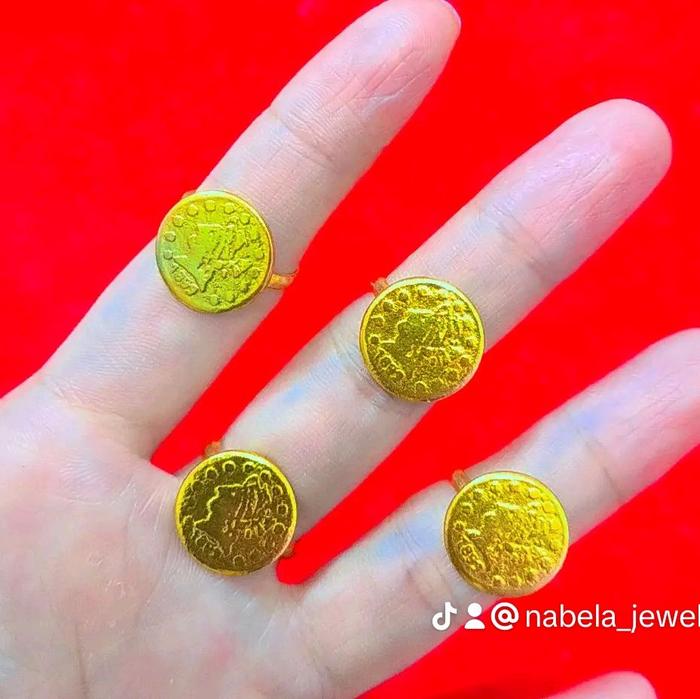Cincin Koin Dolar Lapis Emas Balut Kristal Premium