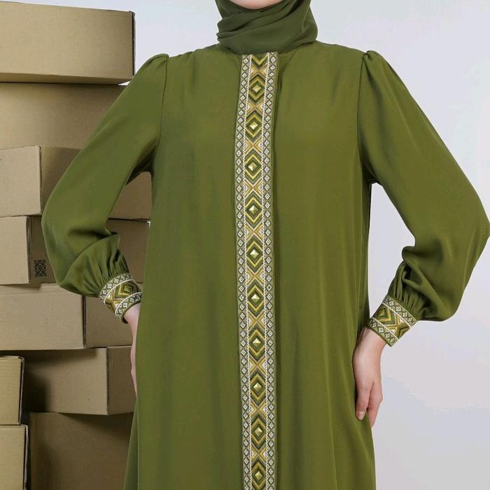 Abaya Hikmat Original A202518 dan Scarf Muslim Gamis Dewasa Kaftan Syari Wanita Dress Panjang - Hita