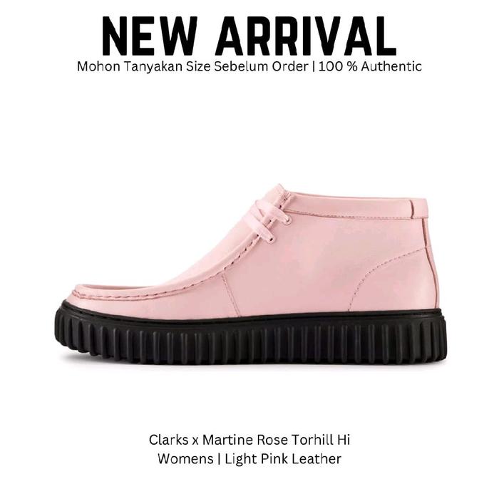 Clarks x Martine Rose Torhill Hi Light Pink Leather Sepatu Boot Wanita Original 100%