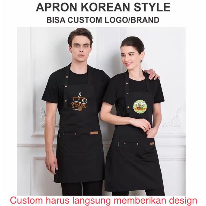 Apron Celemek Barista Korean Style Pria Wanita Apron Barista Celemek Dapur Anti Air
