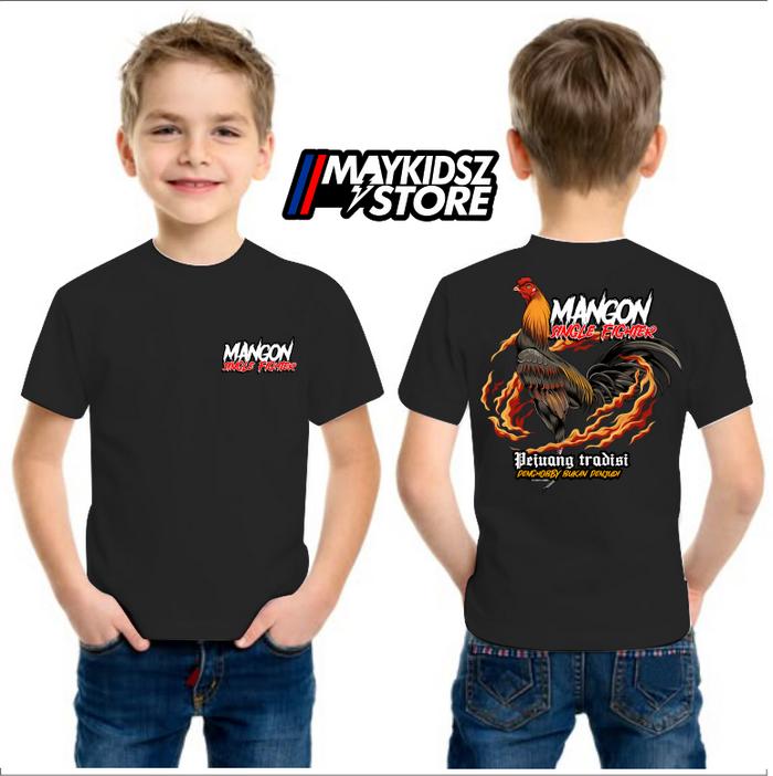 BAJU KAOS AYAM MANGON SINGLE FIGHTER T-SHIRT PEJUANG TRADISI ANAK USIAA 4-12TAHUN BAJU DISTRO ANAK C