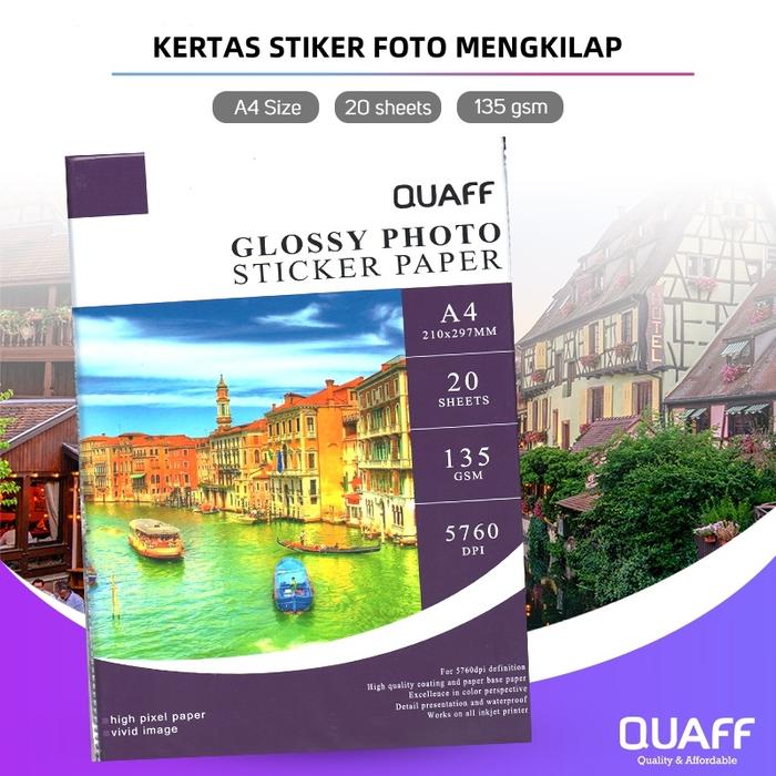Sticker Glossy Photo Paper A4 A3 (50 Lembar) / Kertas Foto Glossy Stiker Tahan Air