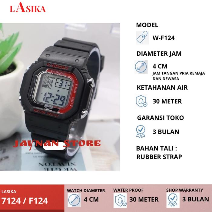 DI JUAL Jam Tangan REMAJA dan DEWASA Lasika Digital ORIGINAL F124/124/W-F124 Jam Tangan Tahan Air 30