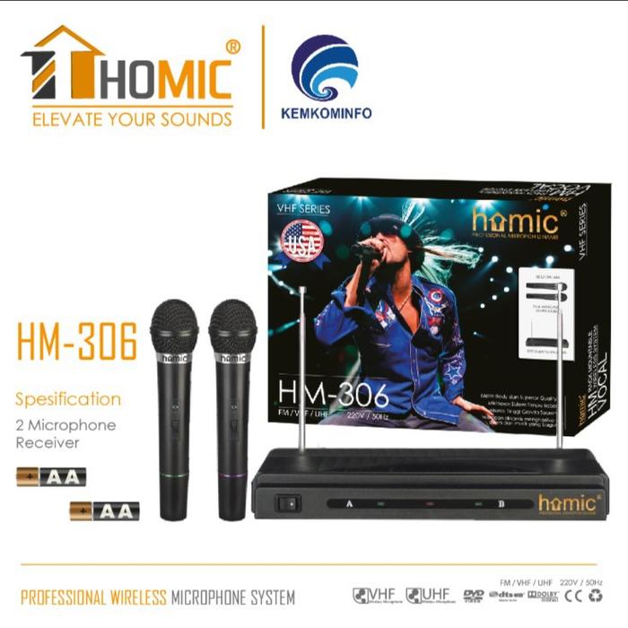 Microphone Double Wireless HOMIC HM 306 Mic Mikrofon Original