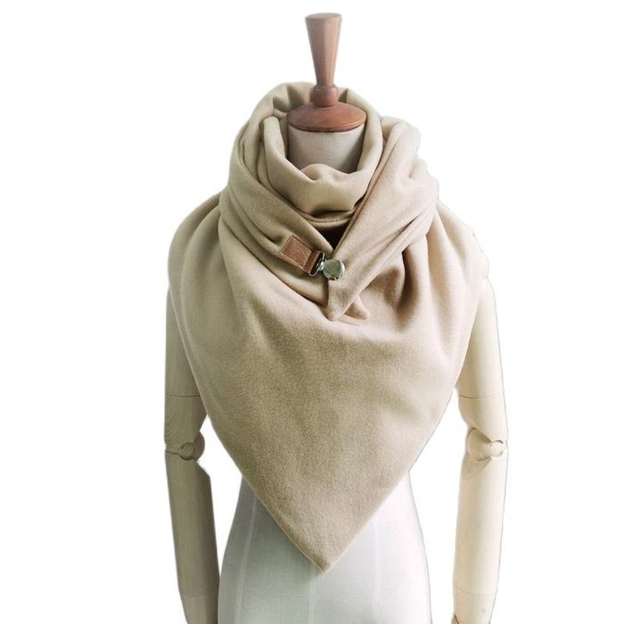 Big size Women Winter solid Scarf Designer Wraps loop Metal button Soft Wrap Casual Warm blanket Sca