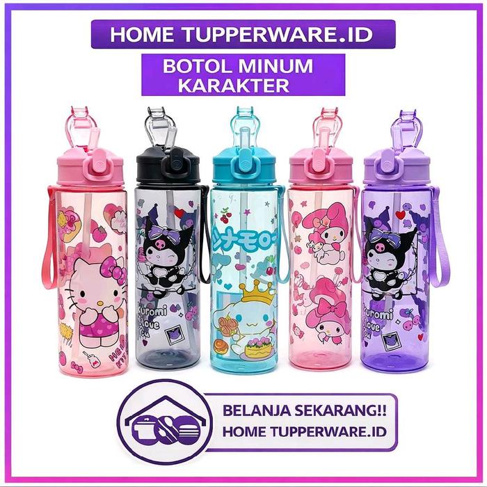 [TUPPERWARE.ID] Botol Minum Anak Karakter Sanrio Kuromi Cinamoroll Melody 900ml BPA FREE / Botol Min
