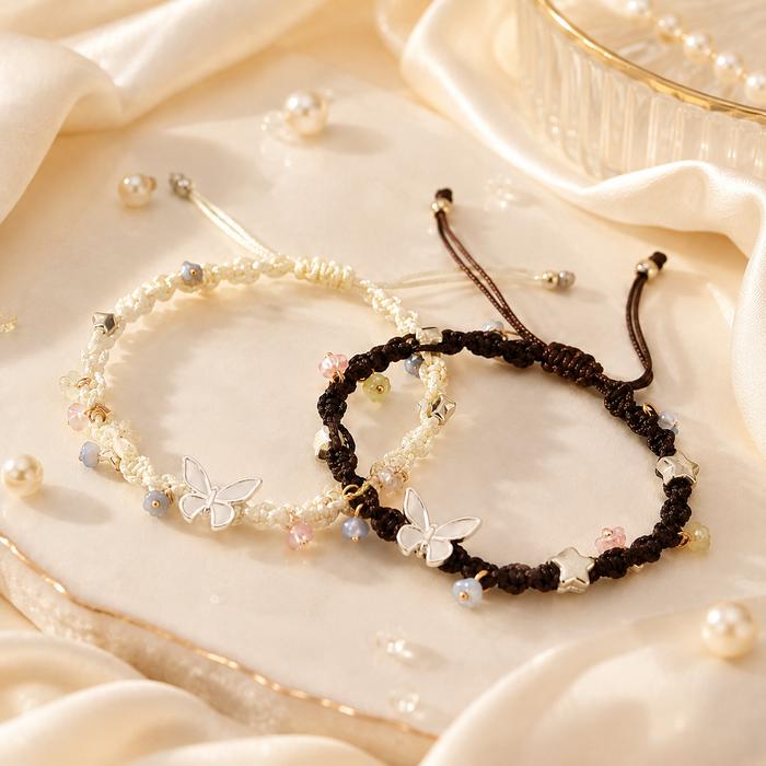 COD Gelang Kupu Kupu Batu Pecah Keberuntungan Tali Bracelet Couple Rantai Hadiah Pacar Anak Muda ZEN