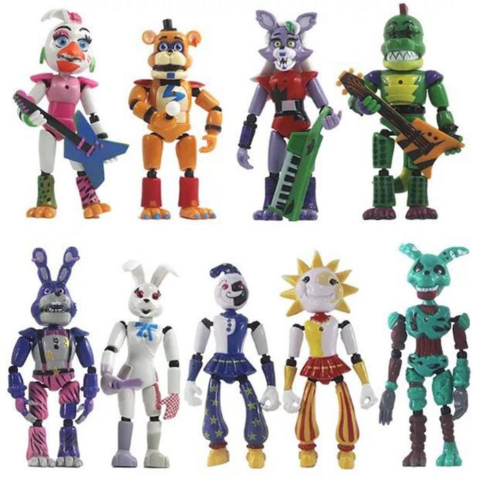 9 Pcs/Set Five Night At Freddy Anime Game Fnaf Sundrop Toys Joints
