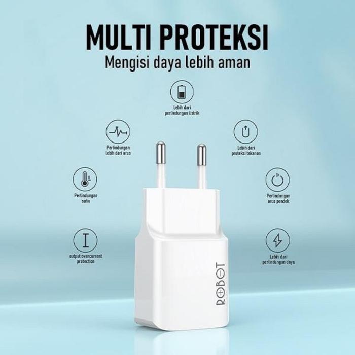 ROBOT Batok HP Kepala Charger USB Power Bank Robot Android 1 Ampere Adaptor Robot RT-K10 Charger 1A