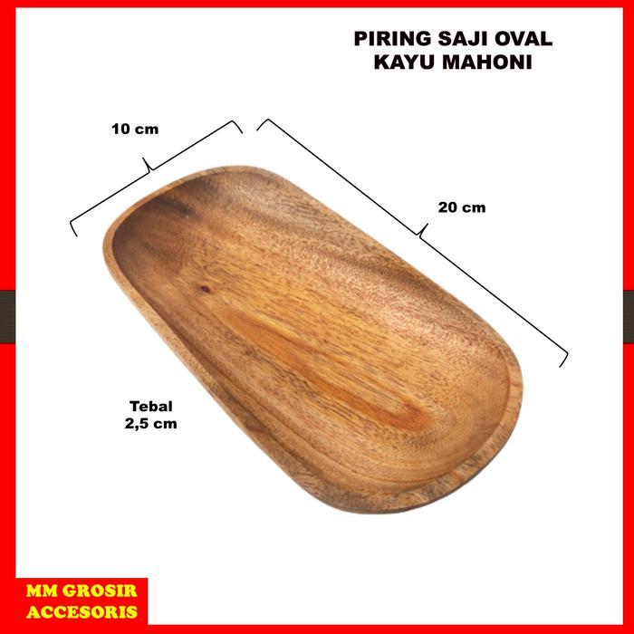 Piring Saji Oval Kayu Mahoni / Piring Susi / Piring Kayu