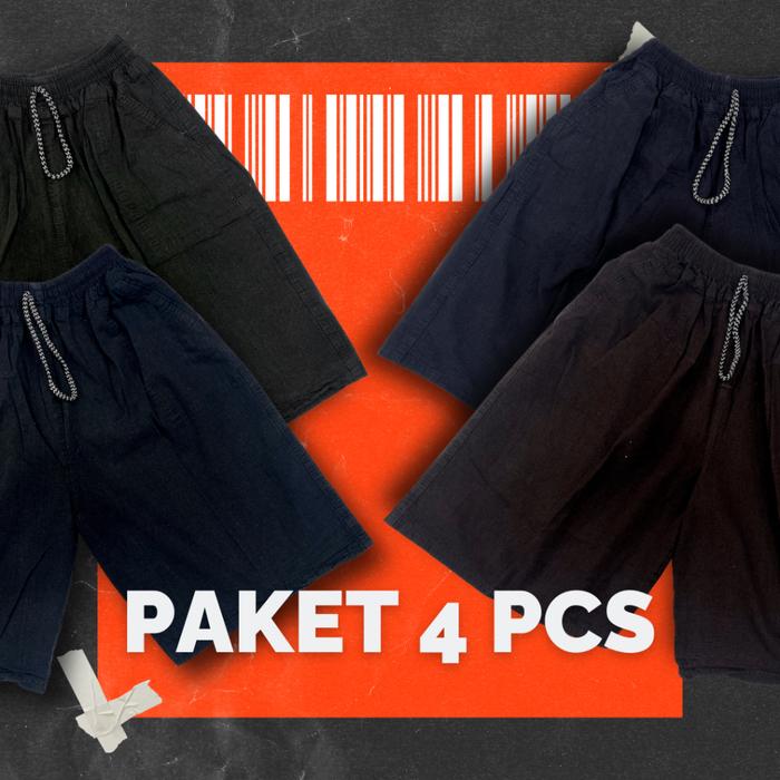 PROMO 4 PCS CELANA PENDEK PRIA COWOK / CELANA KARGO POLOS BAHAN LEVIS KANVAS JUMBO BIG SIZE