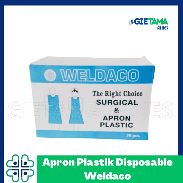 Apron Medis Plastik Weldaco/ Apron Disposible isi 50'
