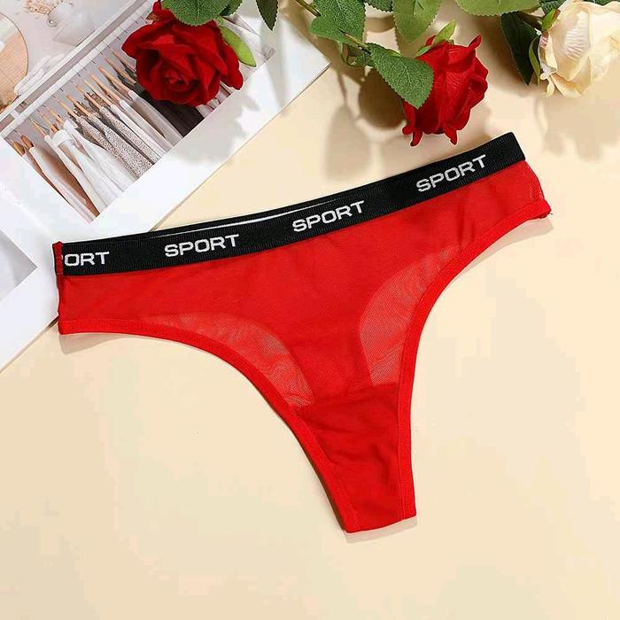 Celana dalam wanita Bahan jala gaya Eropa Ukuran plus, model thong olahraga sederhana, celana T wani