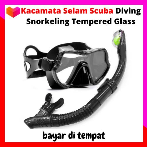 PROMO Alat Selam Scuba Diving / Kacamata Selam Scuba Diving Snorkeling Tempered Glass / Alat Diving 