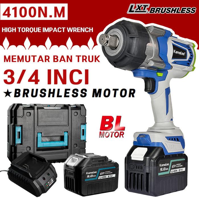 Kamolee 3/4" 4100N.M Pembuka Baut Impact Wrench Untuk Memutar Ban Truk/mobil (Kompatibel Dengan Bate