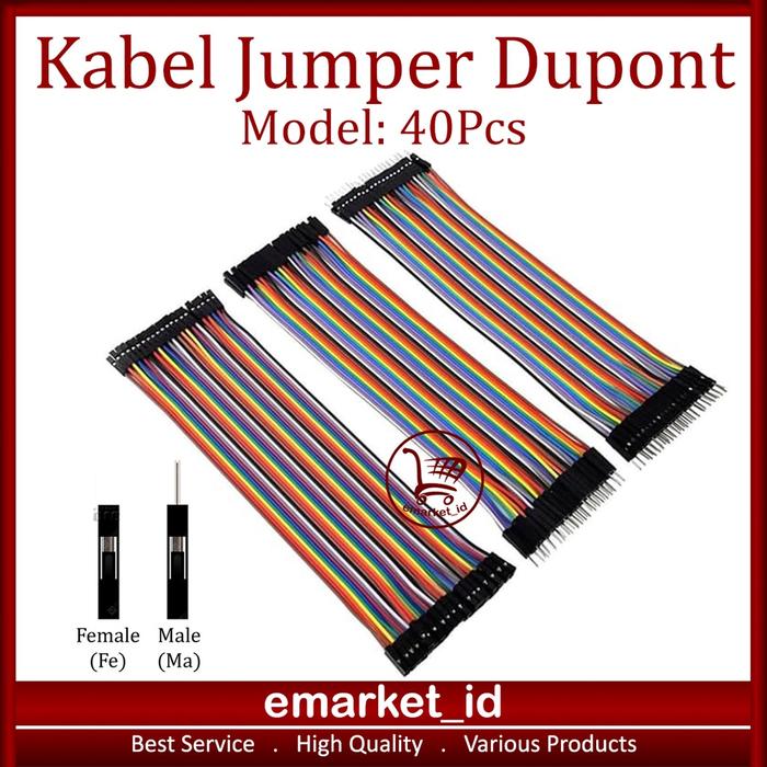 Kabel Jumper Dupont 40pcs Pelangi / Cable Breadboard Female Male Arduino