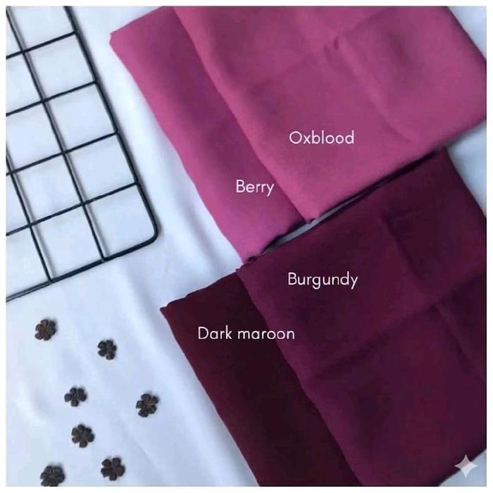 Hijab Pollycotton Premium Hijab Bella Square Warna Oxblood Berry Burgundy Dark Maroon