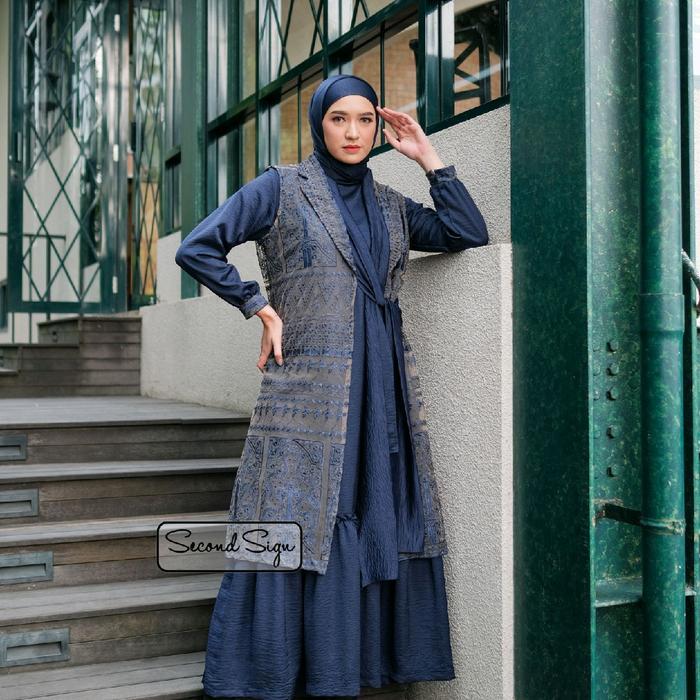 SecondSign - Xabella Dress | Dress Gamis Wanita Panjang Tali L Mix Brookat Muslim Simple Dewasa