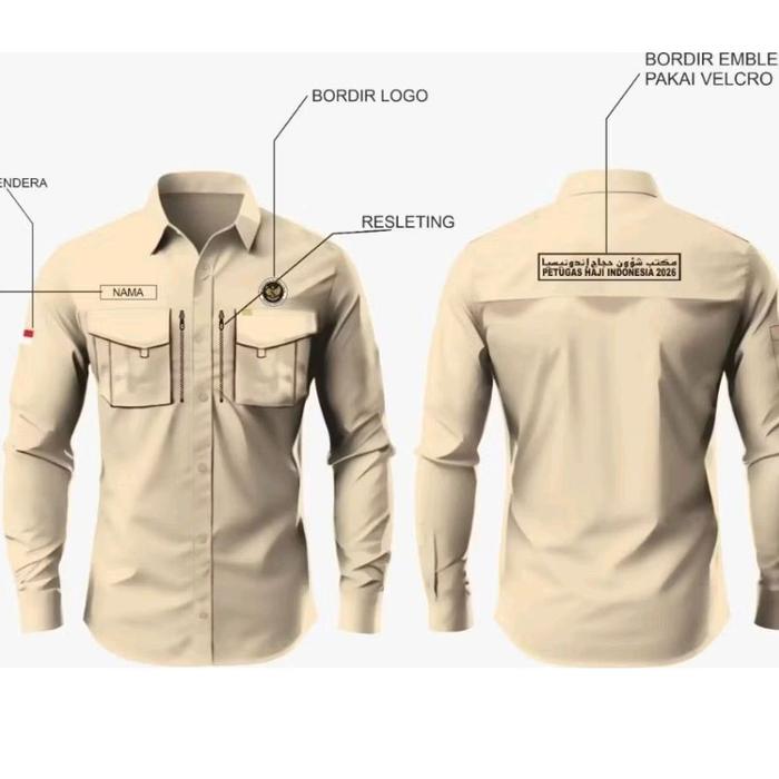 ready stok kemeja tactical petugas haji Indonesia baju tactical petugas haji ini kemeja petugas haji