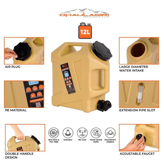 Eiger - Dhaulagiri Portable Water Tank 12 Liter / Dirigen Air / Penampungan Air - Jerigen Air - Drum