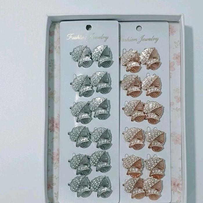 Bros Dagu Mini 12pcs/1 Lusin Random ~ Bros Dagu ~ Bros Cantik ~ Bros Mewah ~  Bros Kerudung ~ Bros F