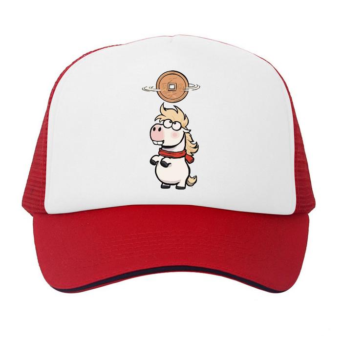 Topi Trucker Bu2ma Fat Horse coin Kuda Lucu Tahun Baru imlek 2026 Chinese New year