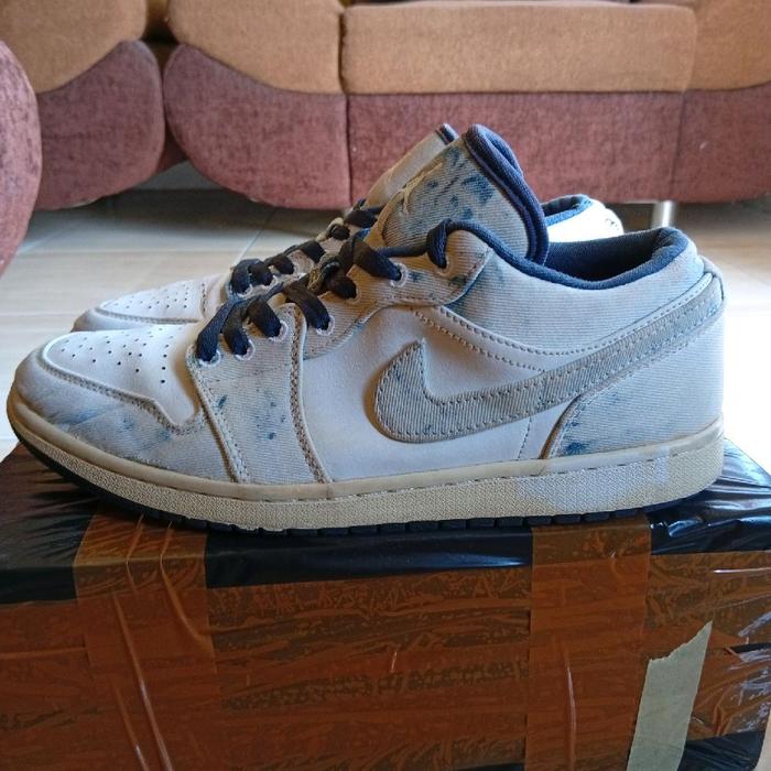 sepatu second nike aj 1 low washed denim size 44