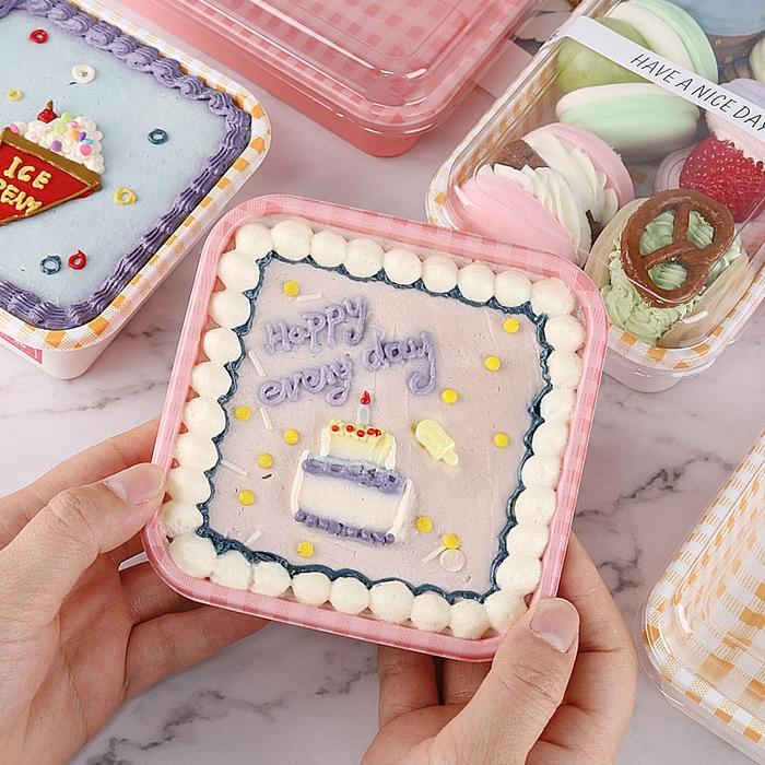 Korean Lunch Box Cake Wadah Mika Korea Tempat Pudding Bento isi 5pcs