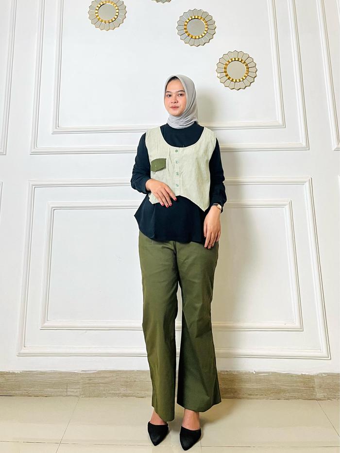 oneset wanita setelan celana kerja setcel wanita kantor setcel vest premium
