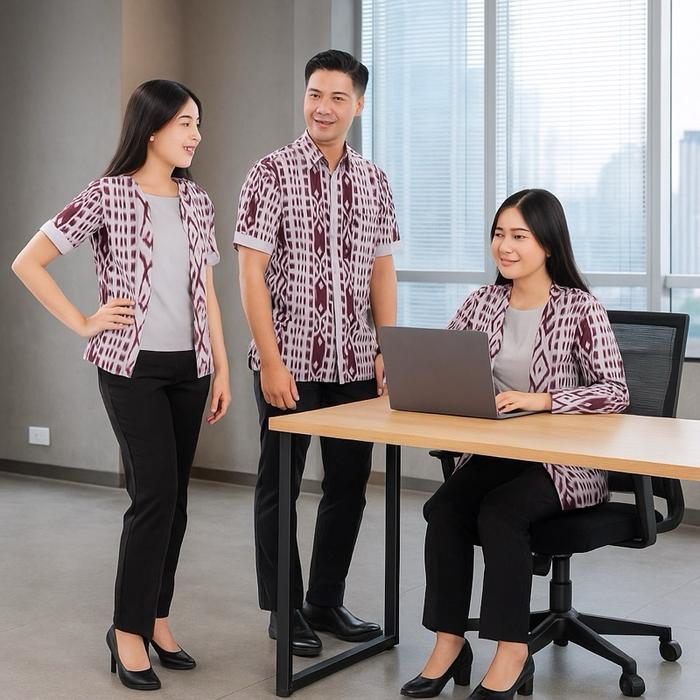 Batik Wanita Modern Atasan Blouse Couple Seragam Kantor -Batik Dua Putri- SKU DUWET