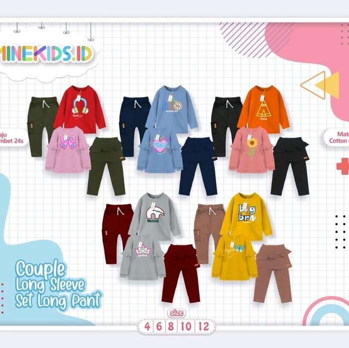 MINEKIDS.ID "COUPLE LONG SLEEVE SET LONG PANT" Baju set celana