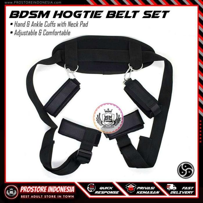 BDSM HOGTIE BELT SET STRAP - Bondage Neck Pad Borgol Kain Cinta Sex Strap Tali Pengikat Tangan Kaki