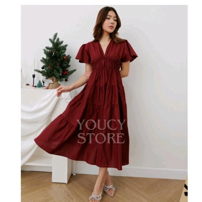 ELMIRA DRESS  SABRINA/DRES NATAL TEBARU 2024/MIDI DRESS CHRISTIMAS BIG SIZE