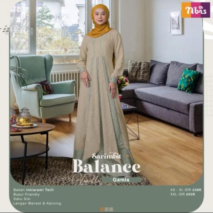 Nibras Baju Couple Gamis Dewasa & Gamis Anak Balance Vanila/Cream/Gamis Daily/Couple Mom And Kids