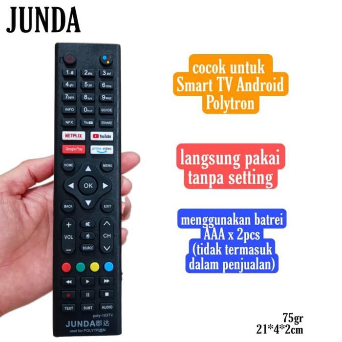 JUNDA POLY 103 Remote Pengganti untuk POLYTRON LED Smart TV ANDROID 81i960 dan Mito