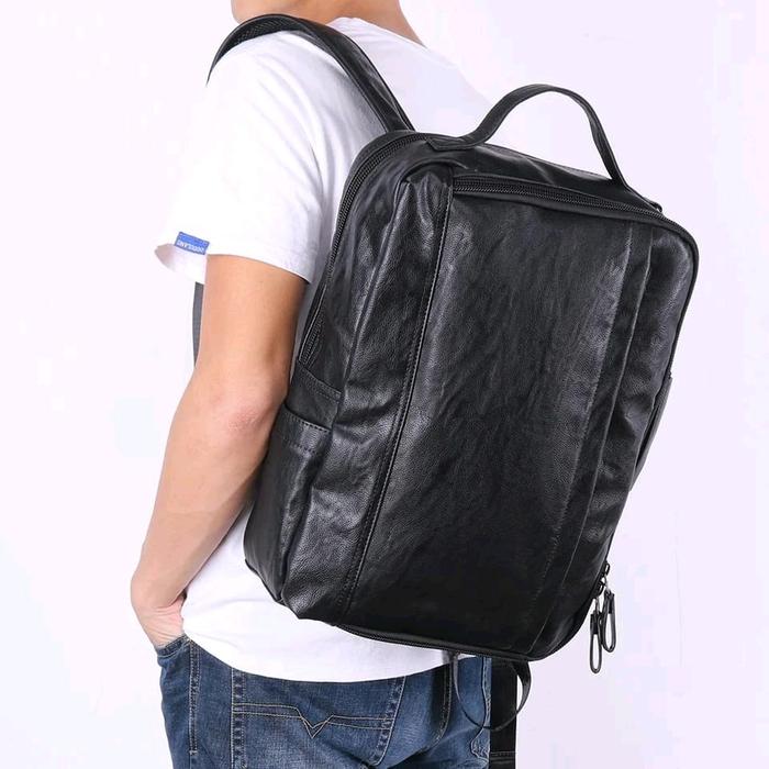 Coolise Bagstore Parker Ransel Kulit PU Pria Tas Bepergian Travelling Kantor Tas Labtop Kekinian 15 