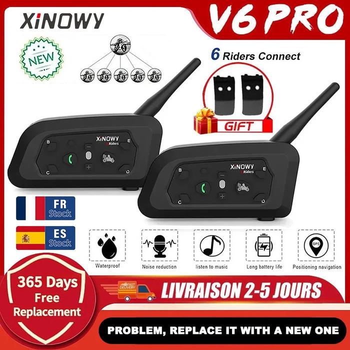 XINOWY V6 PRO Intercom 1200m Motorcycle Bluetooth Helmet Intercom CSR