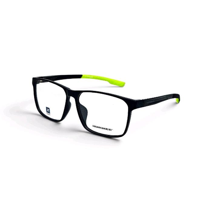 Frame Kacamata Sporty Hummer H802 Hitam Hijau Stabilo Kotak Original Bahan Plastik Size 60