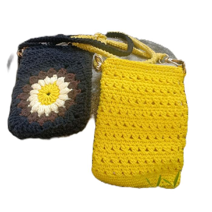tas rajut handphone 30ribuan/tas rajut hp Selempang Wanita