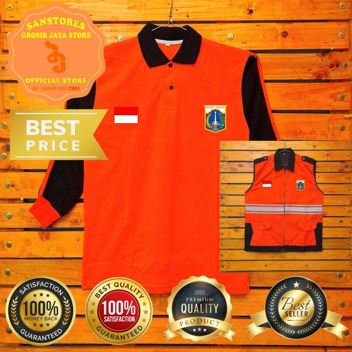 Kaos + Rompi Lapangan Kerja PPSU + Emblem Bordier Non Jahit