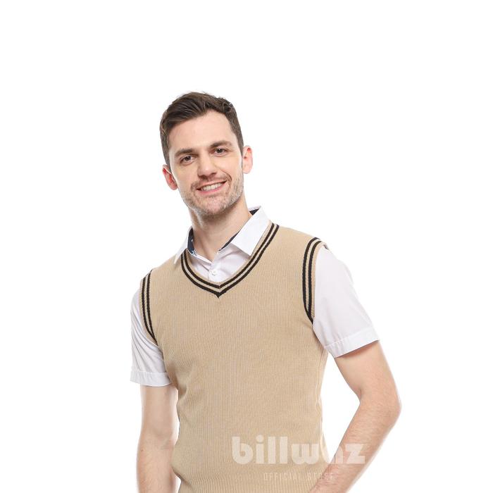 Billwaz Rompi Rajut Pria/Wanita Model Polos V Neck Knit Vest Rompi Seragam Sekolah - kantor - List C