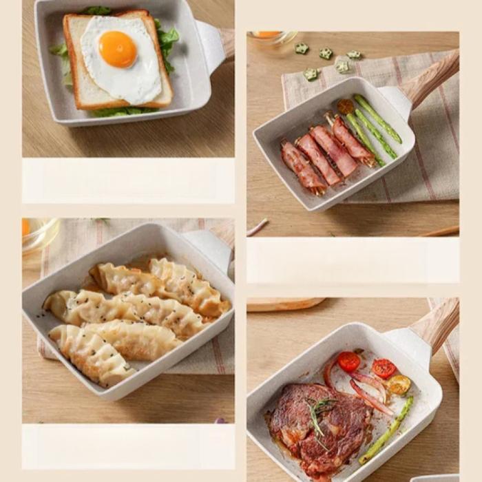 Japanese non-stick frying pan square steak frying pan medical stone