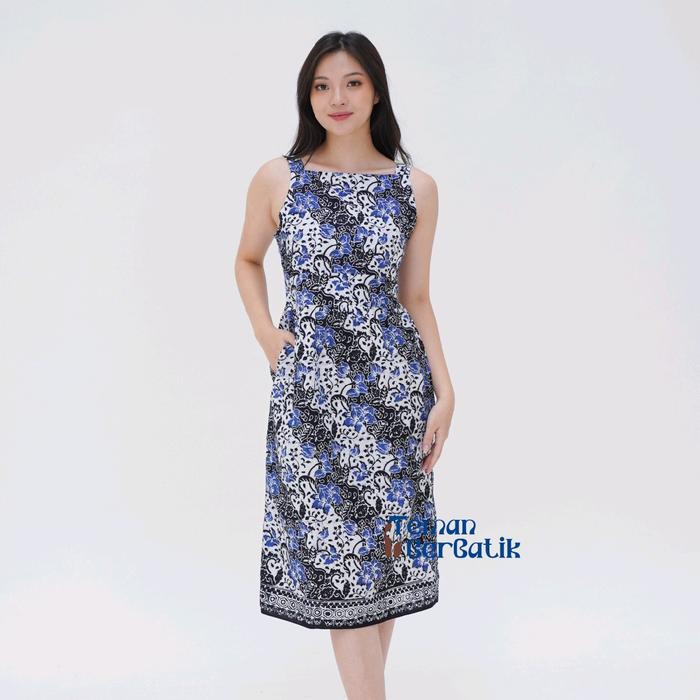 Rianti Dress in Blue - Batik Cap Pekalongan