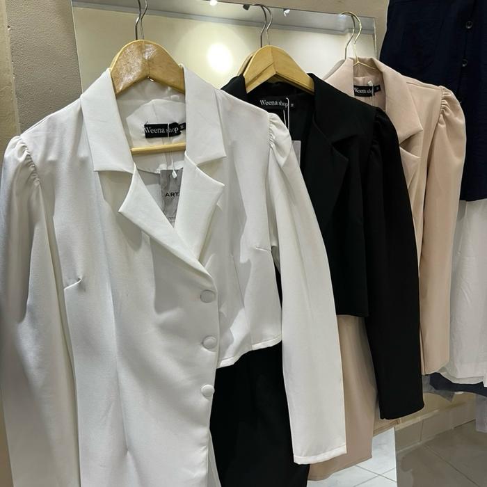 Blazer Cropped Wanita – WEENA Shop Premium Puff Shoulder
