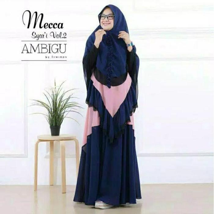 Mecca gamis set syari kombinasi jersey premium & ceruti Ambigu by Irwinov Muslim